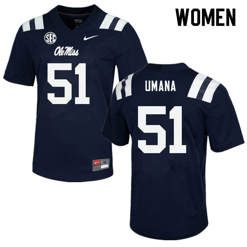 Orlando Umana Ole Miss Rebels NCAA Women's Navy #51 Stitched Limited College Football Jersey GUR6358BG